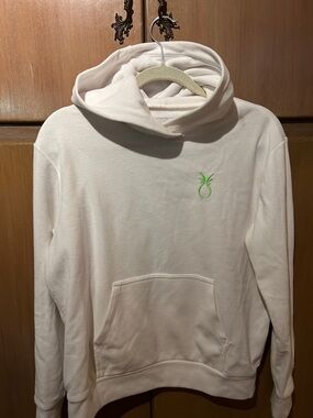 Dudley Stephens white Pullover Hoodie with Lime Pineapple Embroidery